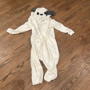 Puppy onesie! Brand:Amazon Size: large Color: White, black, grey